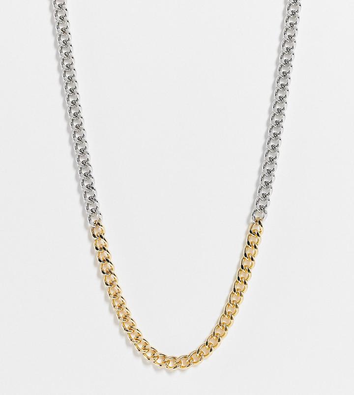 Designb Mix Metal Curb Chain Necklace In Multi - Exclusive To Asos-silver