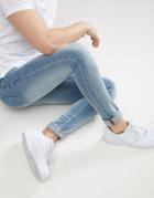 Asos Design Super Skinny Jeans In Light Wash-blue