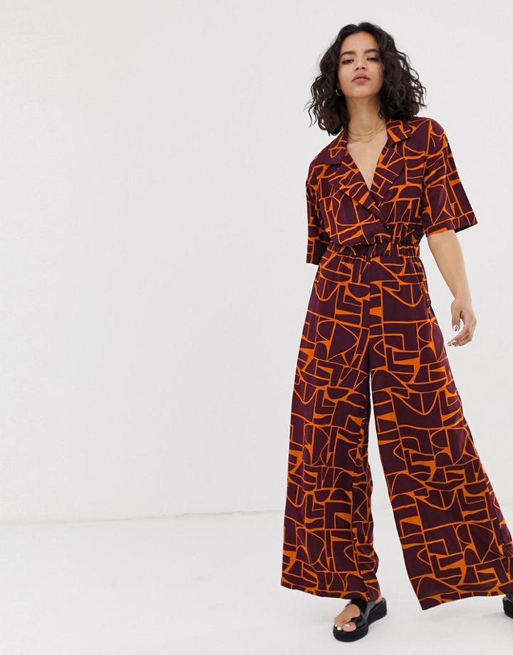 Native Youth Relaxed Jumpsuit In Abstract Print