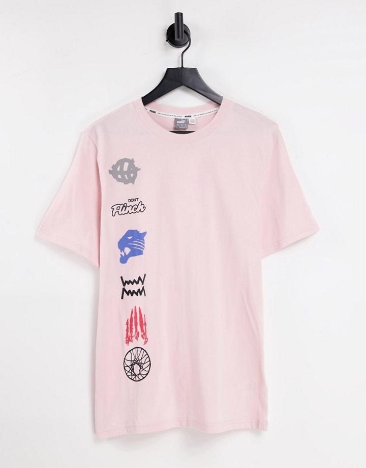 Puma Hoops Graphic Logo T-shirt In Pink
