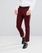 Asos Design Slim Suit Pants In Burgundy - Red
