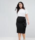 New Look Curve Ruffle Pencil Skirt - Black