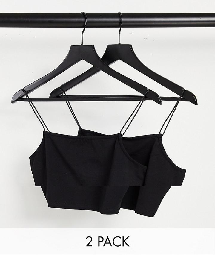 Na-kd 2 Pack Cropped Cami Tops In Black-multi