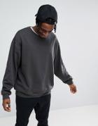 Asos Oversized Sweatshirt In Washed Black - Black