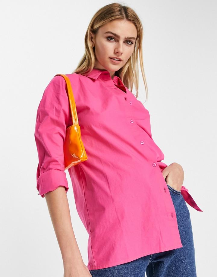 Extro & Vert Cotton Oversized Shirt In Hot Pink