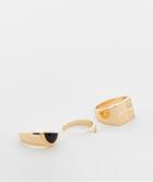 Asos Design 3 Pack Rings With Black Stone And Crystal In Gold Tones