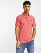 Abercrombie & Fitch 3d Icon Logo Slim Fit Pique Polo In Red