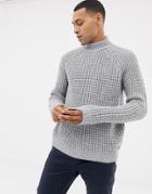 Esprit Chunky Waffle Turtleneck Sweater In Wool Blend - Gray