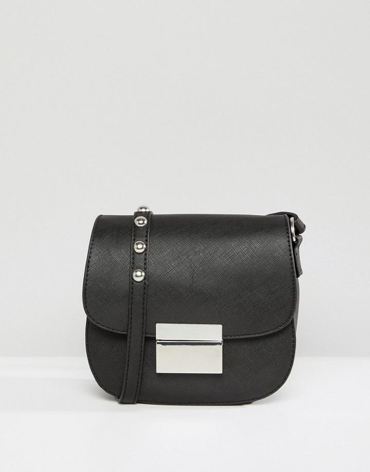 Bershka Stud Strap Detail Cross Body Bag - Black