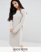 Asos Petite Midi Dress In Chunky Knit - Beige