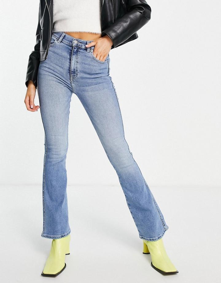 Dr Denim Moxy Sky High Super Skinny Flared Jeans In Light Wash-blue
