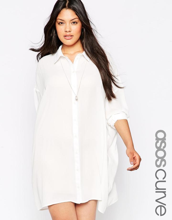 Asos Curve Oversized Longline Blouse - Ivory