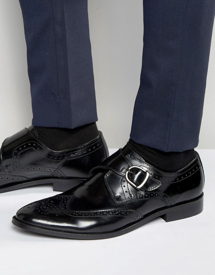Dune Monk Shoes In Black Leather - Black