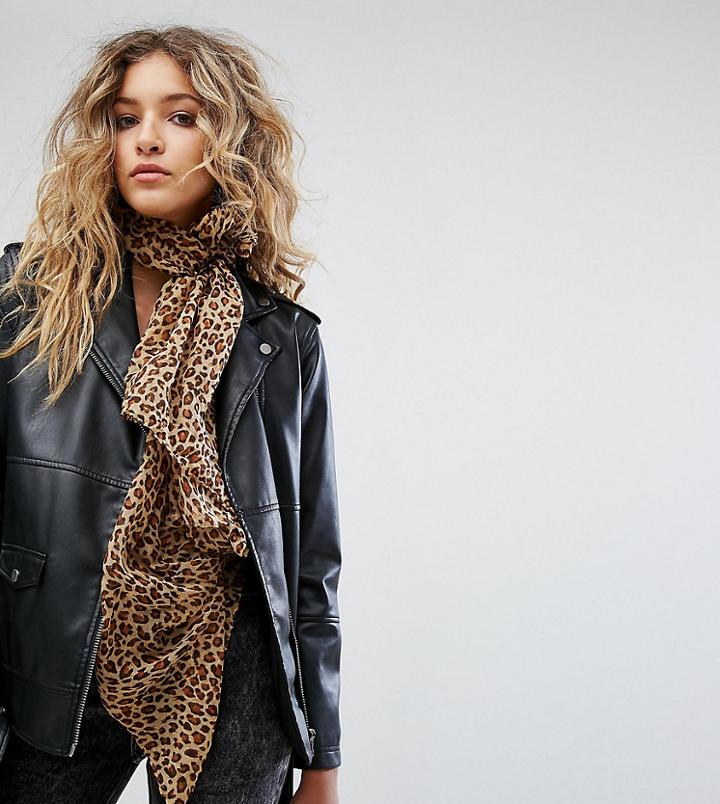 Reclaimed Vintage Inspired Leopard Print Crinkle Scarf - Multi