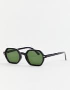 Asos Design Plastic Hexagon Sunglasses-black