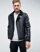 Only & Sons Faux Leather Flight Jacket - Black