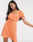 French Connection Lips And Heart Print Mini Dress-orange