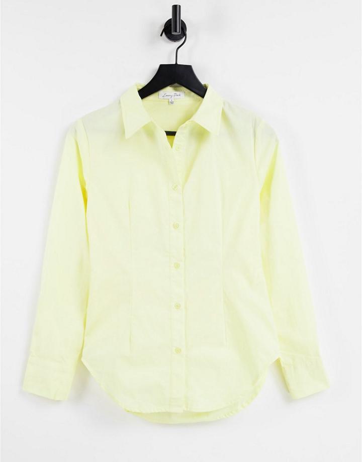 Emory Park Wrap Back Shirt With Tie Waist In Buttermilk Poplin-yellow