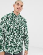 Collusion Oversized Flannel Shirt With Scribble Print - Green