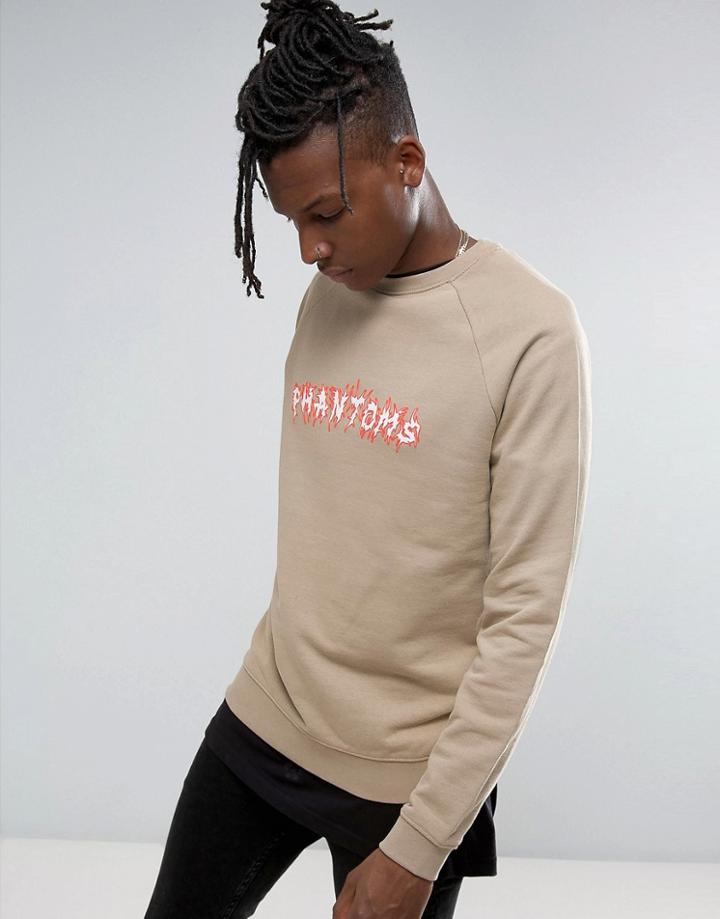 Asos Oversized Sweatshirt With Print - Purple