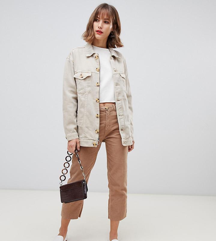 Stradivarius Str Cord Straight Leg Pants-beige