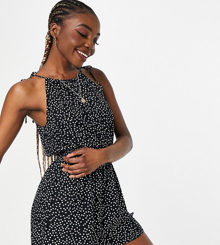 Pieces Tall Strappy Romper In Black Spot