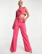 Unique21 High Waisted Cut Out Wide Leg Pants In Pink - Part Of A Set