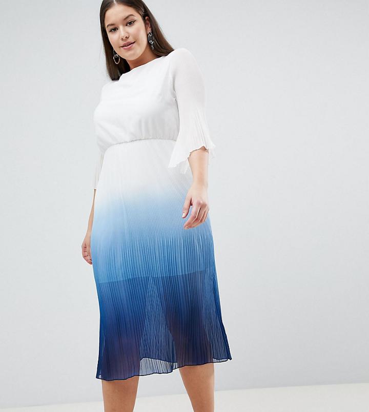 John Zack Plus Pleated Skater Dress - White