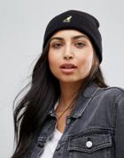 Kangol Logo Ribbed Beanie Hat In Black - Black