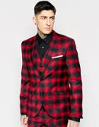 Heart & Dagger Ombre Check Suit Jacket In Super Skinny Fit - Red