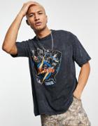 Topman Oversized Fit T-shirt With The Who Print In Washed Black