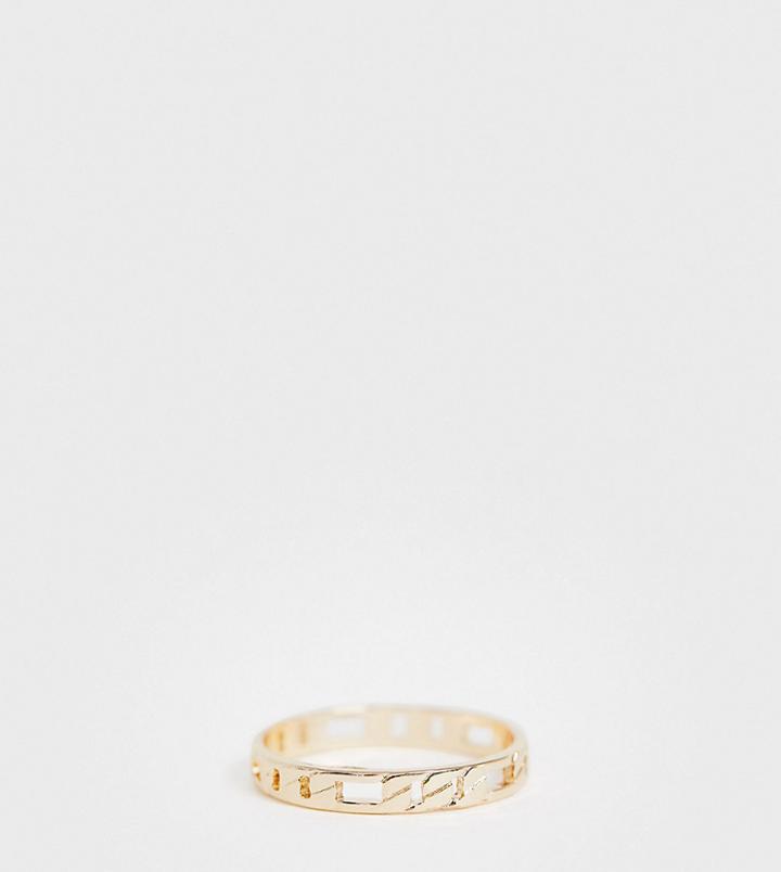 Asos Design Curve Thumb Ring In Fine Curb Chain Design In Gold Tone