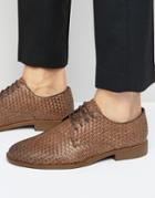 New Look Derby Shoes With Woven Detail In Brown - Brown