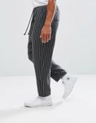 Asos Oversized Tapered Pants With All Over Stripes - Gray