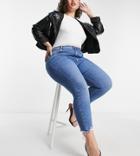 River Island Plus Amelie Ripped Skinny Jeans In Mid Blue-blues