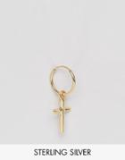 Serge De Nimes Gold Plated Cross Hoop Earring In Solid Silver - Gold