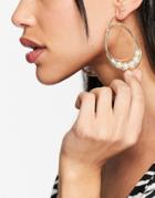 Asos Design Earrings In Abstract Pearl Design In Gold Tone