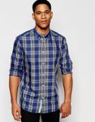 Solid Check Shirt In Regular Fit - Blue