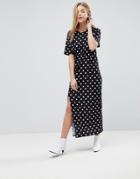 Asos Ultimate T-shirt Maxi Dress In Polka Dot - Multi