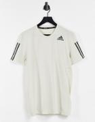 Adidas Training Aeroready 3 Stripe Tech T-shirt In Stone-neutral