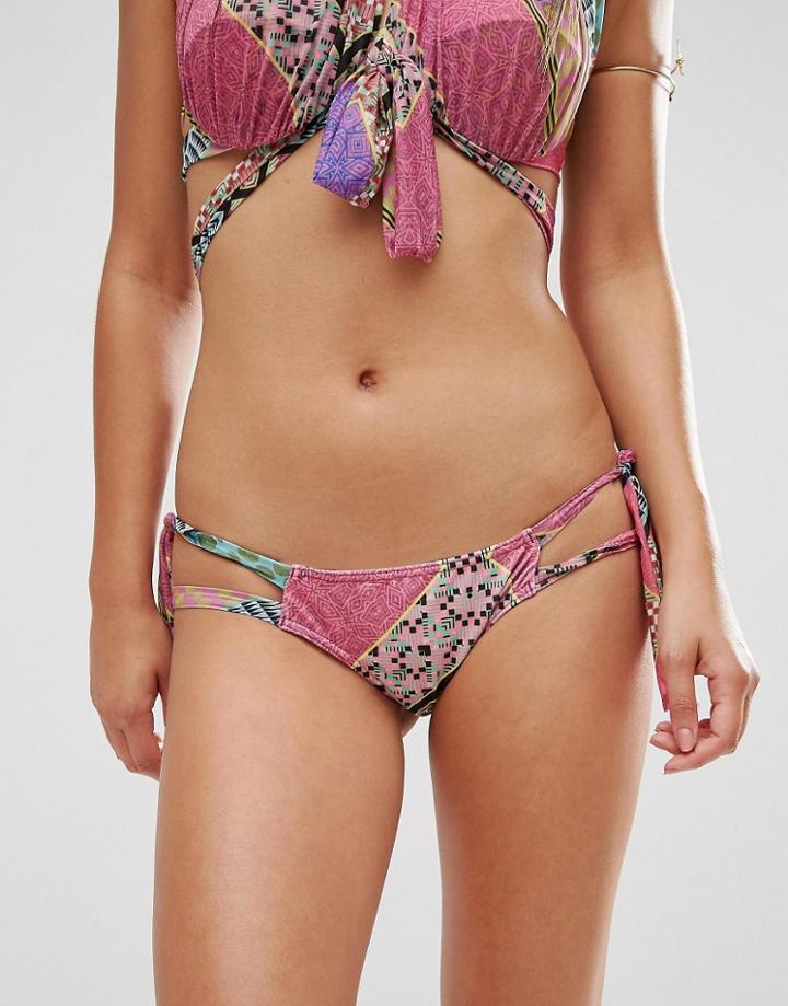Asos New Scarf Print Sheer Tie Side Bikini Bottom - Multi