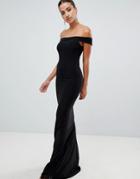 Club L Bardot Fishtail Maxi Dress-black