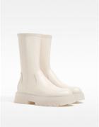 Bershka Pull On Chelsea Boots In Beige With Clear Sole-neutral