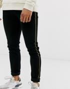 Only & Sons Slim Fit Side Stripe Jeans In Black