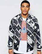 Adidas Originals Track Jacket In Track Print Aj7836 - Black