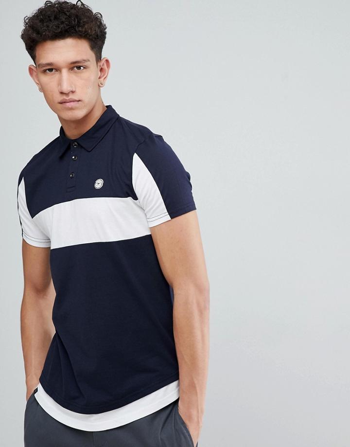 Le Breve Color Block Polo Shirt - Navy