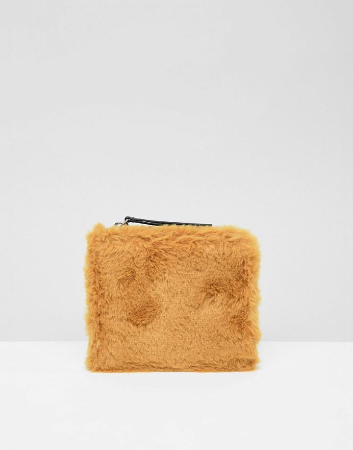 Monki Faux Fur Zipped Wallet - Multi