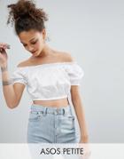 Asos Petite Cotton Crop Top - White