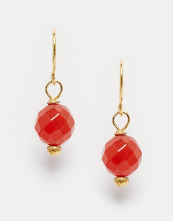Mirabelle Facetted Carnelian Drop Earrings - Gold