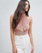 Love Cross Over Cropped Top - Pink